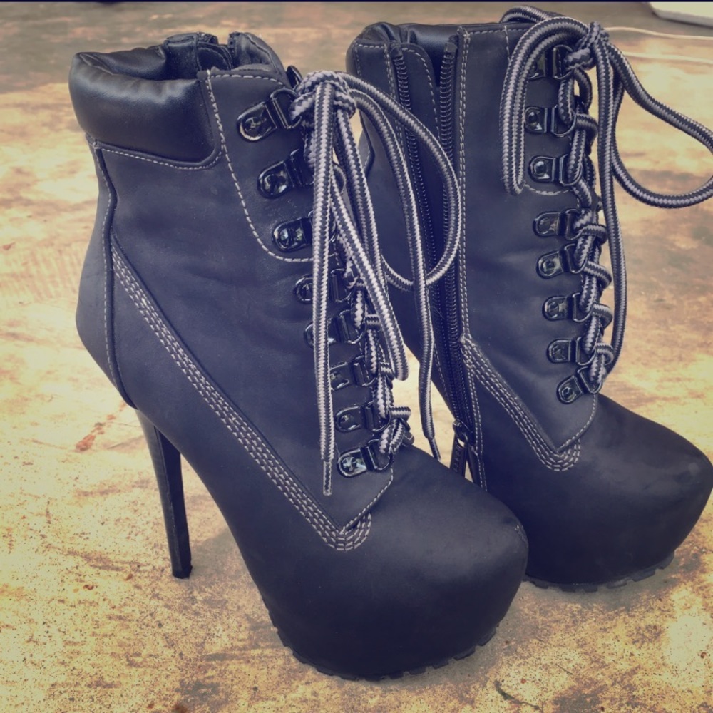 Black lace up boots